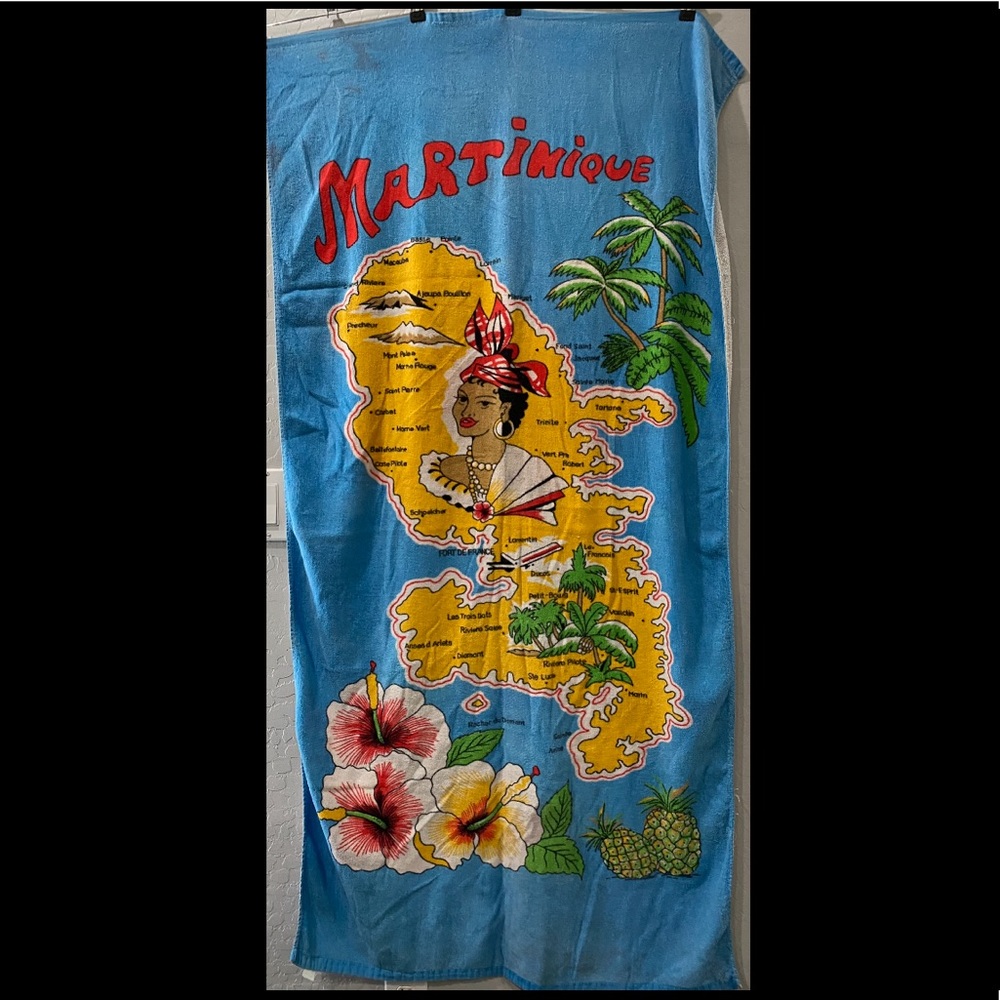 Vintage 90s Martinique Island Beach Towel 59”